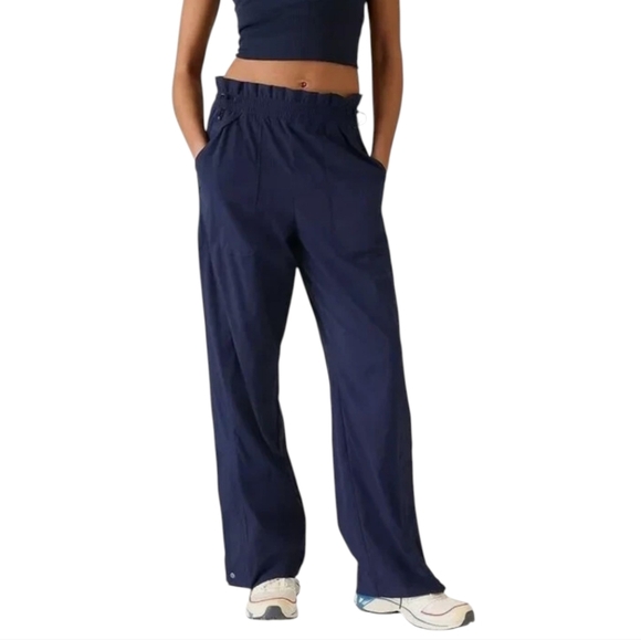 Athleta Trekkie High Rise Parachute Pants Navy Women's 12 - Picture 1 of 10